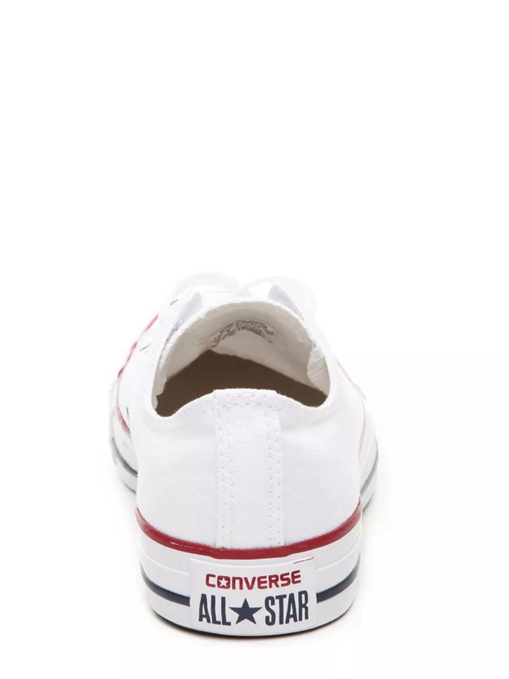 Converse Chuck Taylor Low Top Sneakers - White with Red & Navy Trim Size 8 NWB - Picture 3 of 4